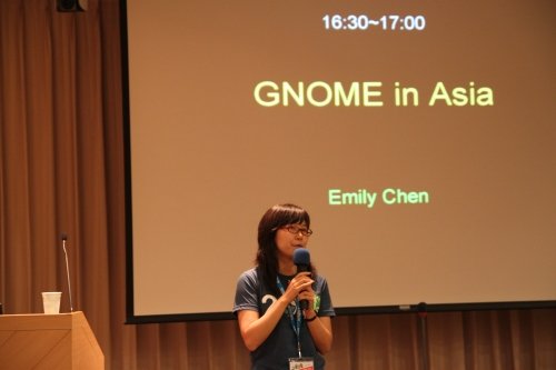 Emily Chen introduced the status of GNOME in Asia.